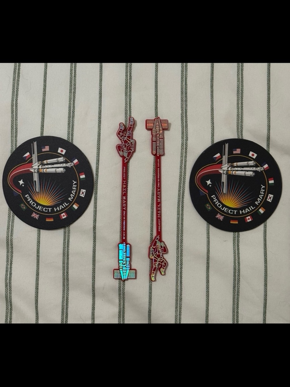 Project Hail Mary bar set 2 Stirrers and Coaster Mats